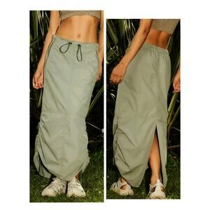 5055)BDG Urban Outfitter Khaki Bungee Cargo Maxi Skirt Cotton Medium